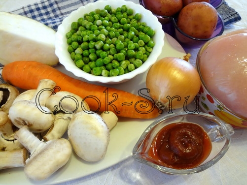 суп с горошком и грибами - ингредиенты