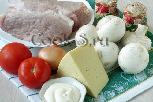 отбивные из свинины с грибами и сыром в духовке - ингредиенты