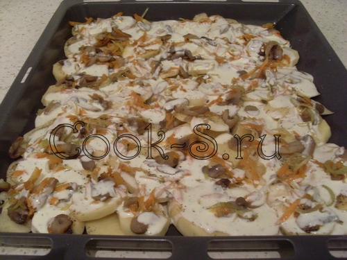 запеченный картофель с грибами - залить