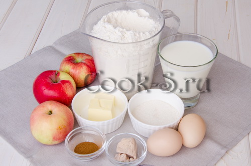 дрожжевой пирог с яблоками - ингредиенты