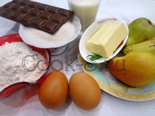 пирог с грушами и шоколадом - ингредиенты