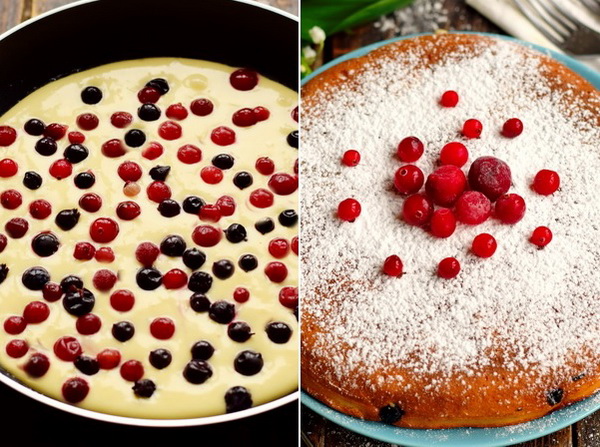 заливной пирог с замороженными ягодами рецепт с фото