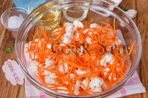 маринованная цветная капуста с морковью быстрого приготовления