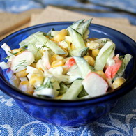 Крабовый салат с кукурузой 