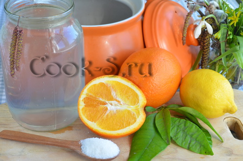 березовый сок консервация с лимоном и апельсином - ингредиенты