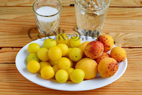 компот из алычи и абрикосов на зиму - ингредиенты