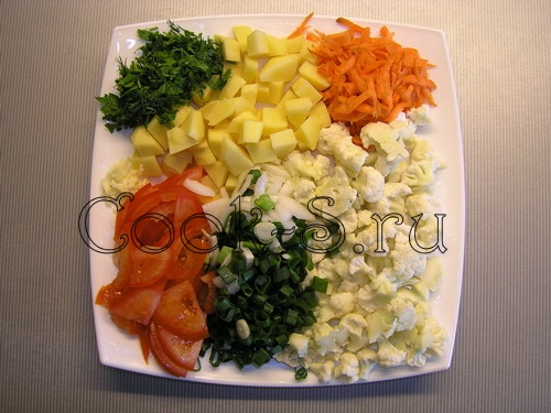 Овощной суп - нарезать овощи