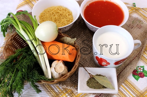 томатный суп с вермишелью - ингредиенты