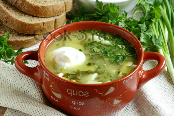 Вкусный зеленый борщ с щавелем и яйцом рецепт с фото