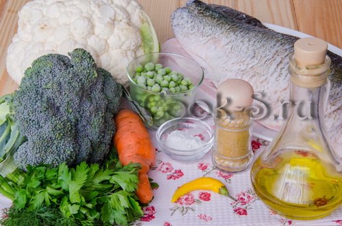 рыба на пару с овощами - ингредиенты