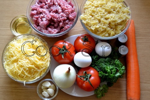макароны с мясом в горшочке - ингредиенты