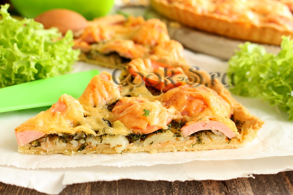 пирог с сардельками и картошкой