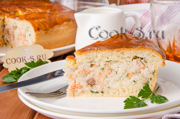 пирог с рыбой и рисом из дрожжевого теста рецепт с фото