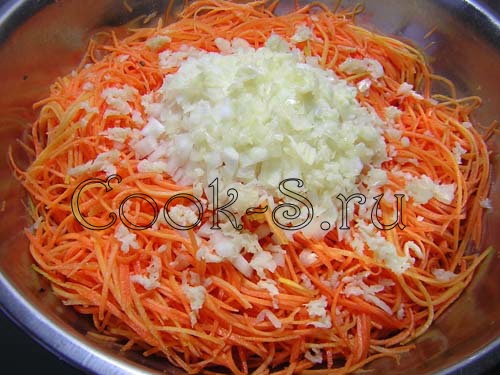 морковь по корейски - лук и чеснок
