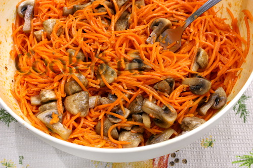 морковь по-корейски с грибами рецепт с фото
