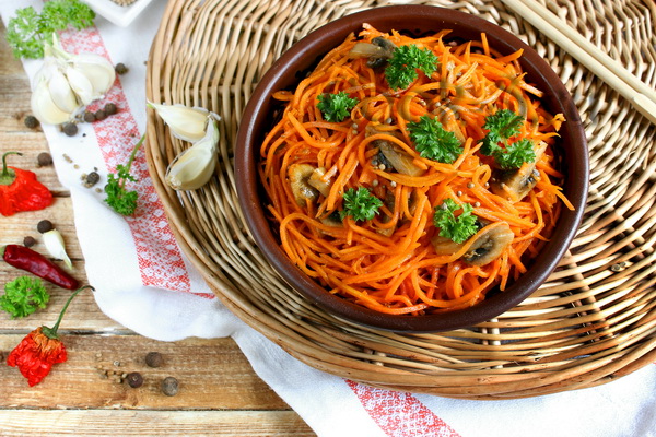 морковь по-корейски с грибами рецепт в домашних условиях