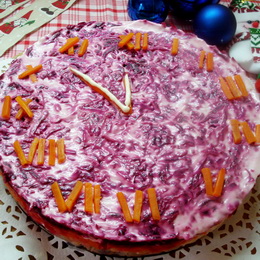 Закусочный торт «Селёдка под шубой» к новогоднему столу